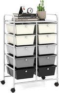 LDAILY 10 Drawer Rolling Cart Storage Organizer - Space Saving Mobile