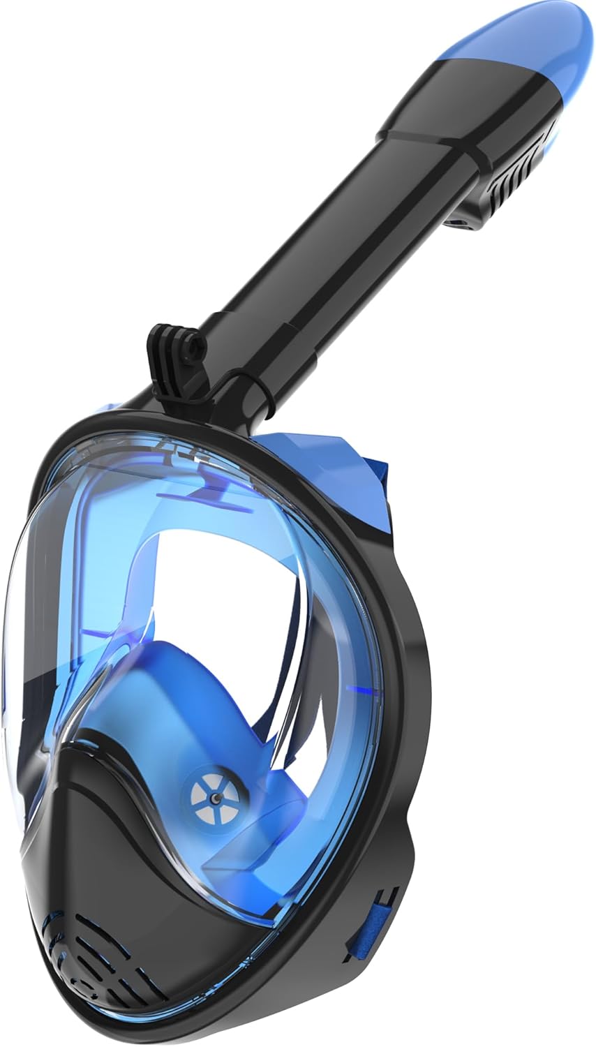 Full Face Snorkel Mask with Panoramic View and Camera Mount