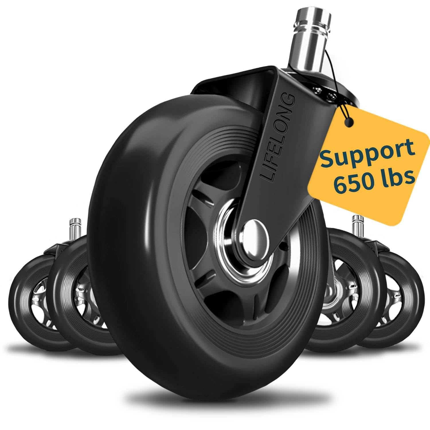 Stem Casters for Hardwood & Carpet Floors - Set of 5