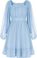 GRACE KARIN Girls Ruffle Tiered Dress Long Sleeve Swiss Dot Flowy