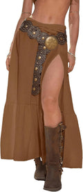 SHENHE Women's Western Low Rise Maxi Skirt with High Slit - Flowy Boho