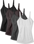 Women's Maternity Nursing Tank Tops with Built in Bra 4Pack IMFASY