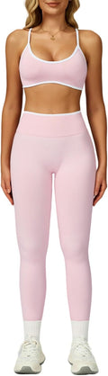 Womens 2 Piece Seamless Workout Set - Scrunch Butt High Waist Leggings
