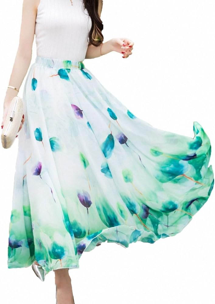 Afibi Women Full Length Chiffon Maxi Skirt for Beach Wear