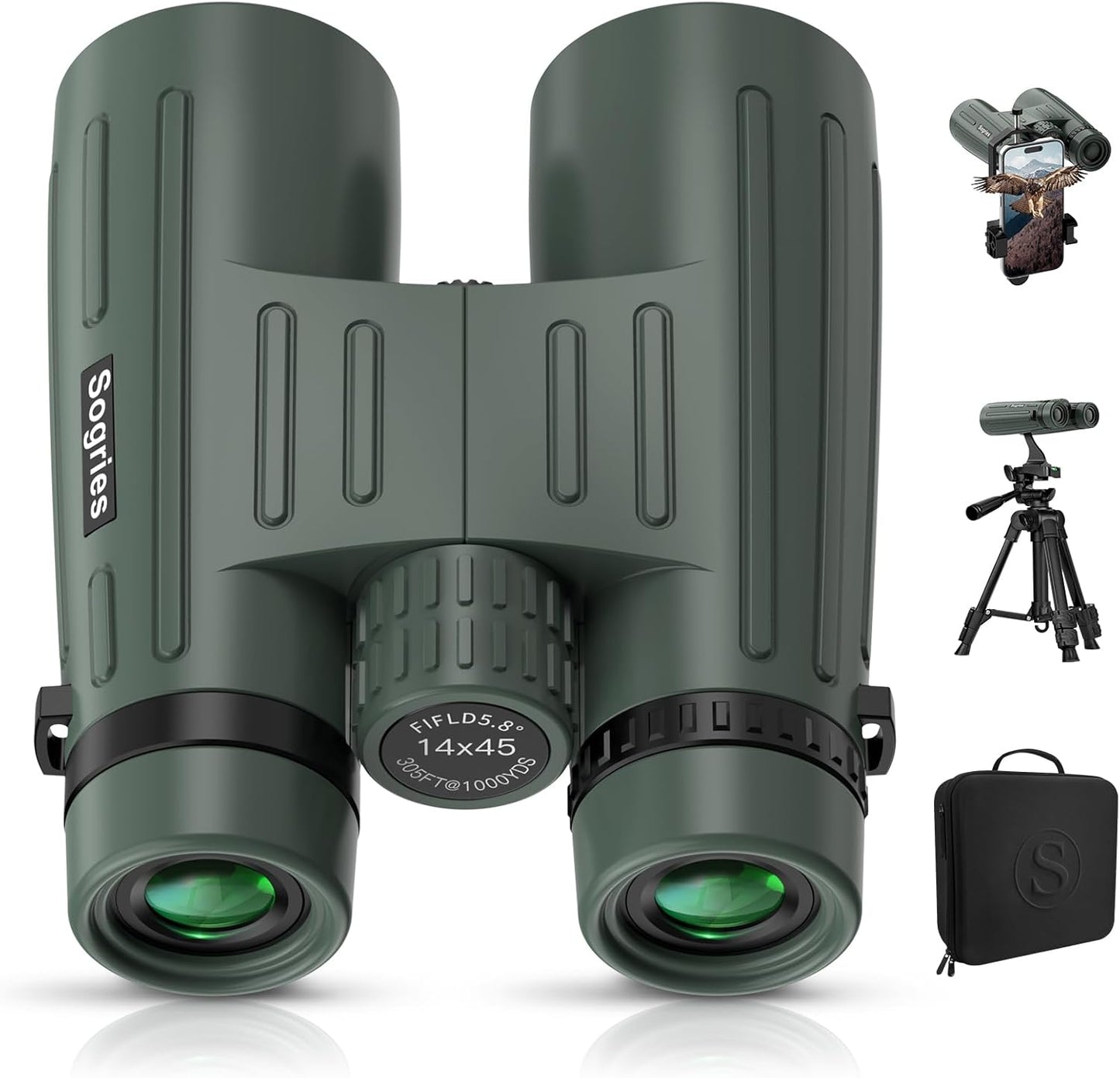 High Powered 14x45 Binoculars for Bird Watching and Hunting