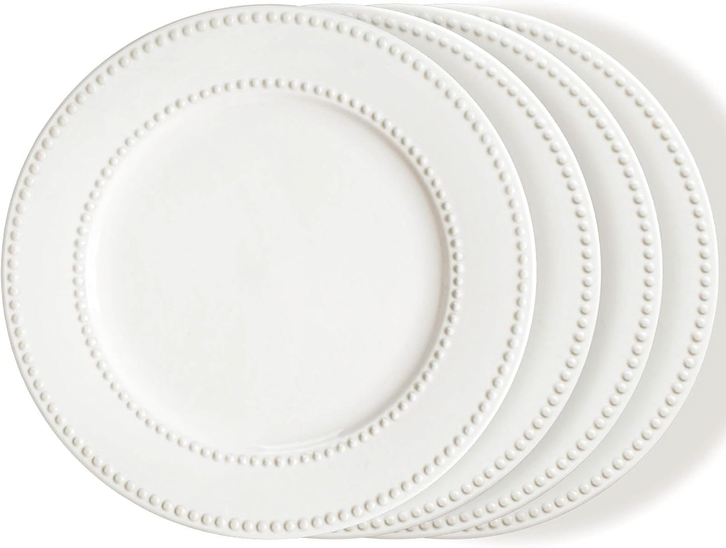 Dinner Plates Set of 4, 10.5 inch White Ceramic Plates