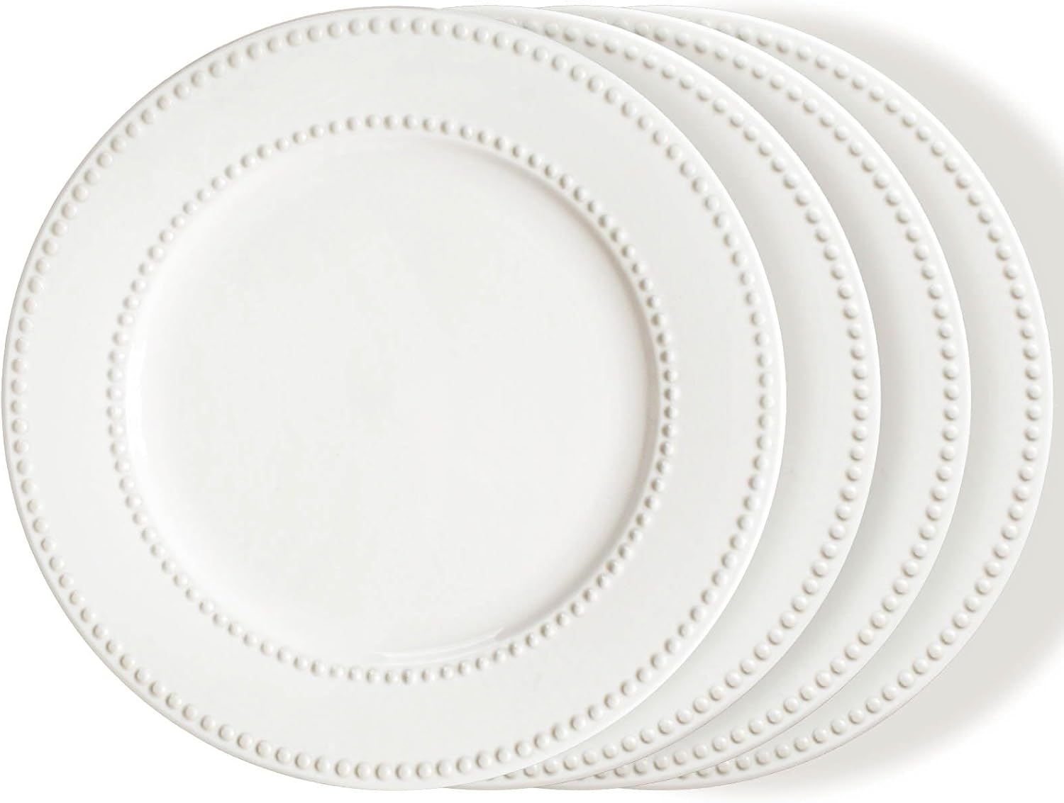 Dinner Plates Set of 4, 10.5 inch White Ceramic Plates