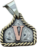 Cow Tag Pendant Necklace for Women - Hand Engraved Copper Initial