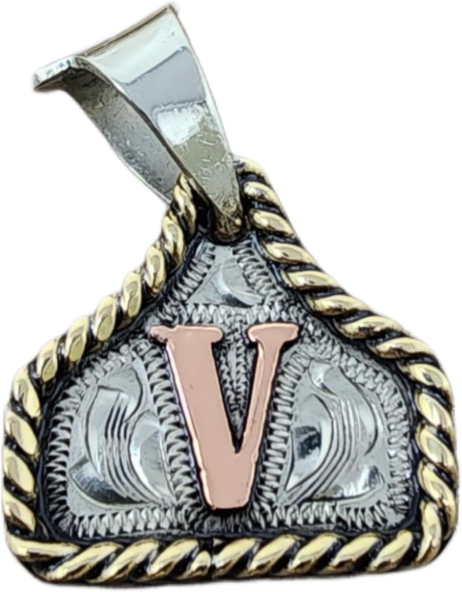 Custom Handmade Cow Tag Necklace with Copper Initial Pendant