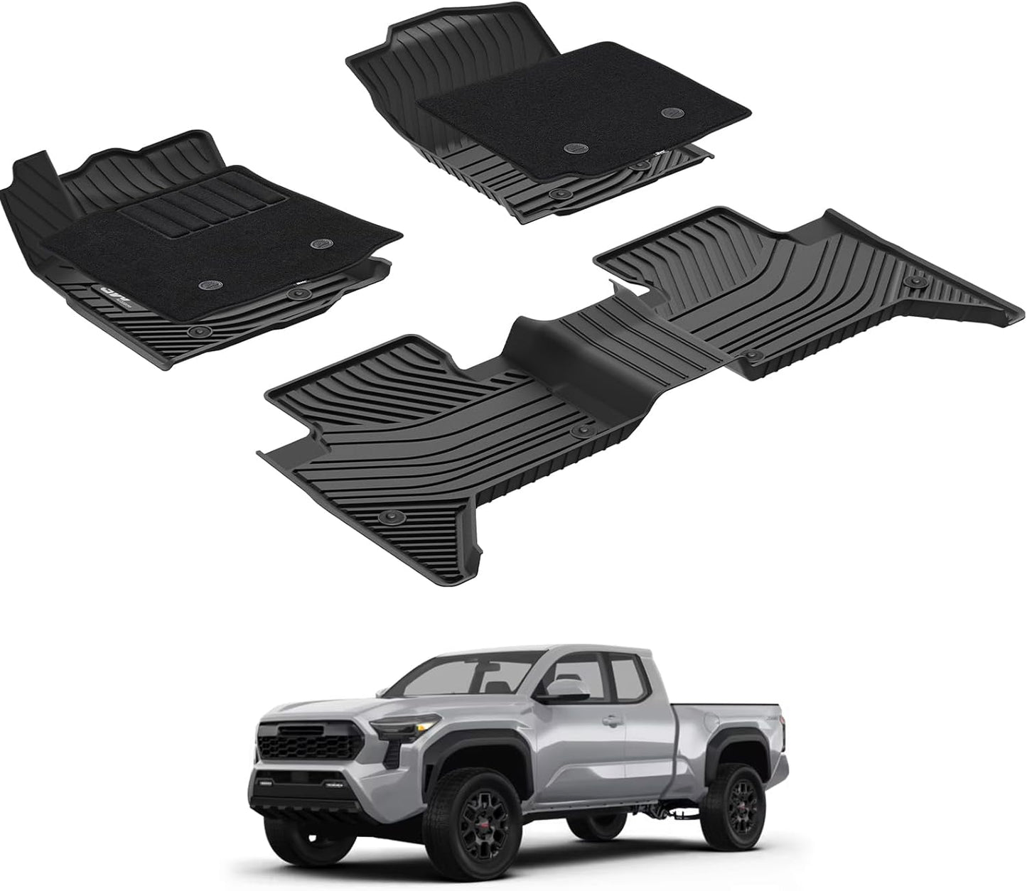 3W Floor Mats for Toyota Tacoma 2016-2023 with Safety Locks