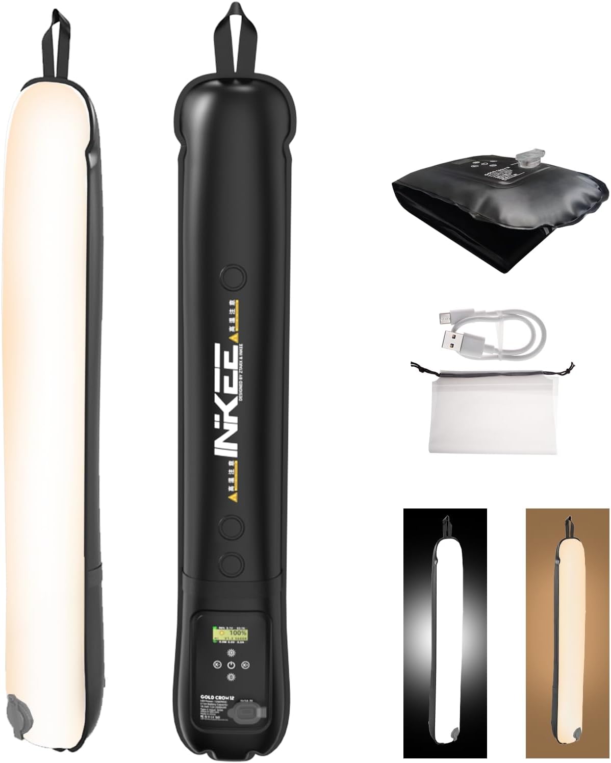 2PCS INKEE GC12 Bi-Color Handheld LED Light for Photography