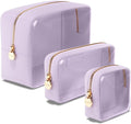 Clear Cosmetic Bags Set of 3 - Mini Small Large Clear Makeup Pouches