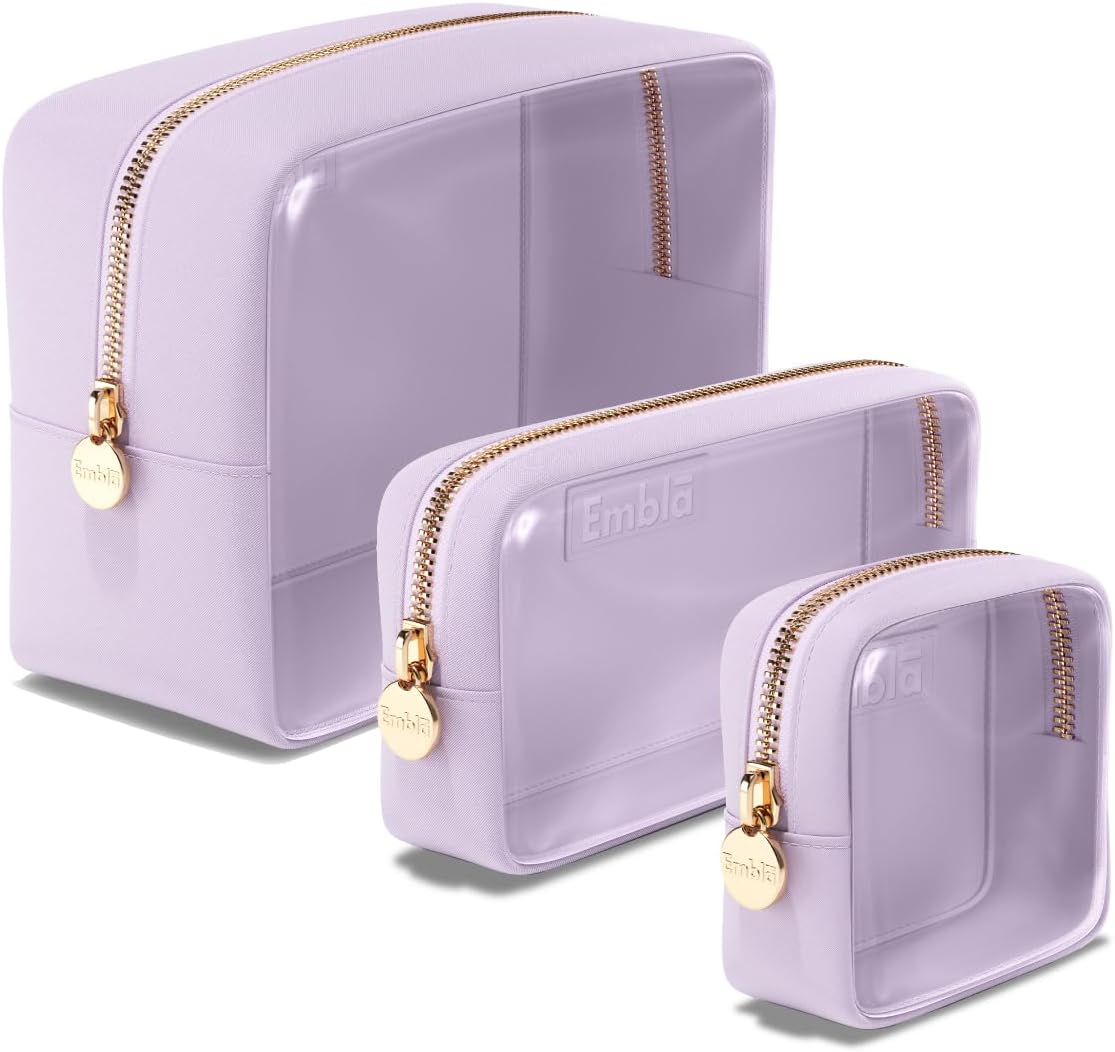 Clear Cosmetic Bags Set of 3 for Women - Travel Makeup Pouches