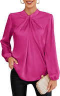 GRACE KARIN Women's Mock Neck Satin Blouse for Office - Long Sleeve