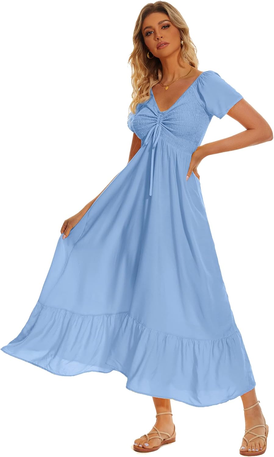Women's Summer Floral Maxi Dress for Beach and Casual Wear