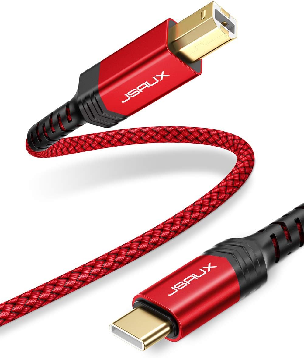 10ft Nylon Braided USB C Printer Cable - Fast & Reliable Connectivity