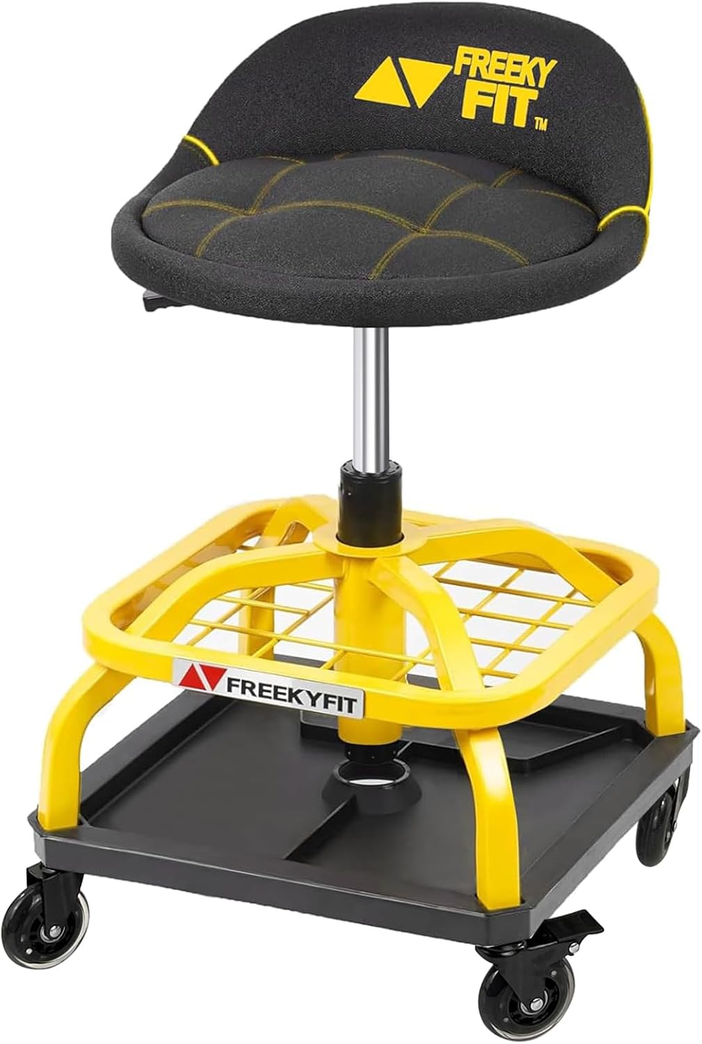 Rolling Shop Stool with Wheels for Garage Work and Mechanics