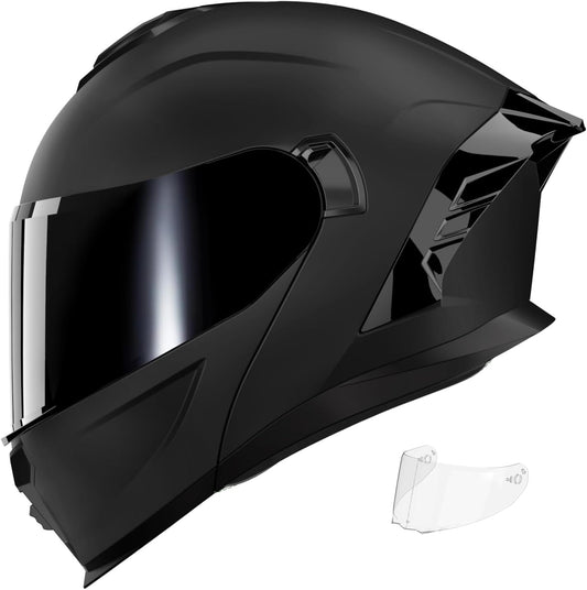 Motorcycle Helmet with Dual Visor Modular Design for Safety