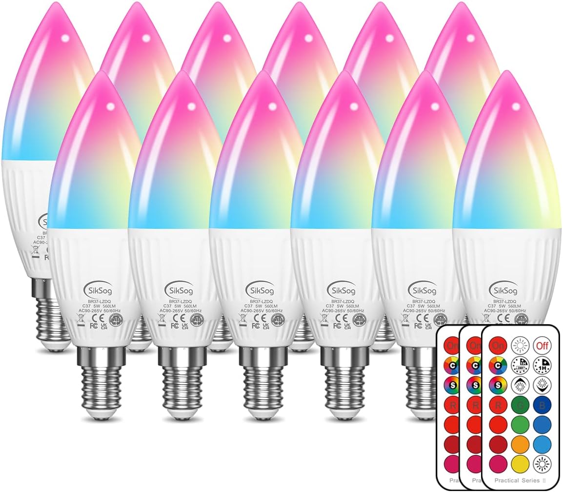 E12 LED Bulb Color Changing Candelabra Light Bulb with Remote