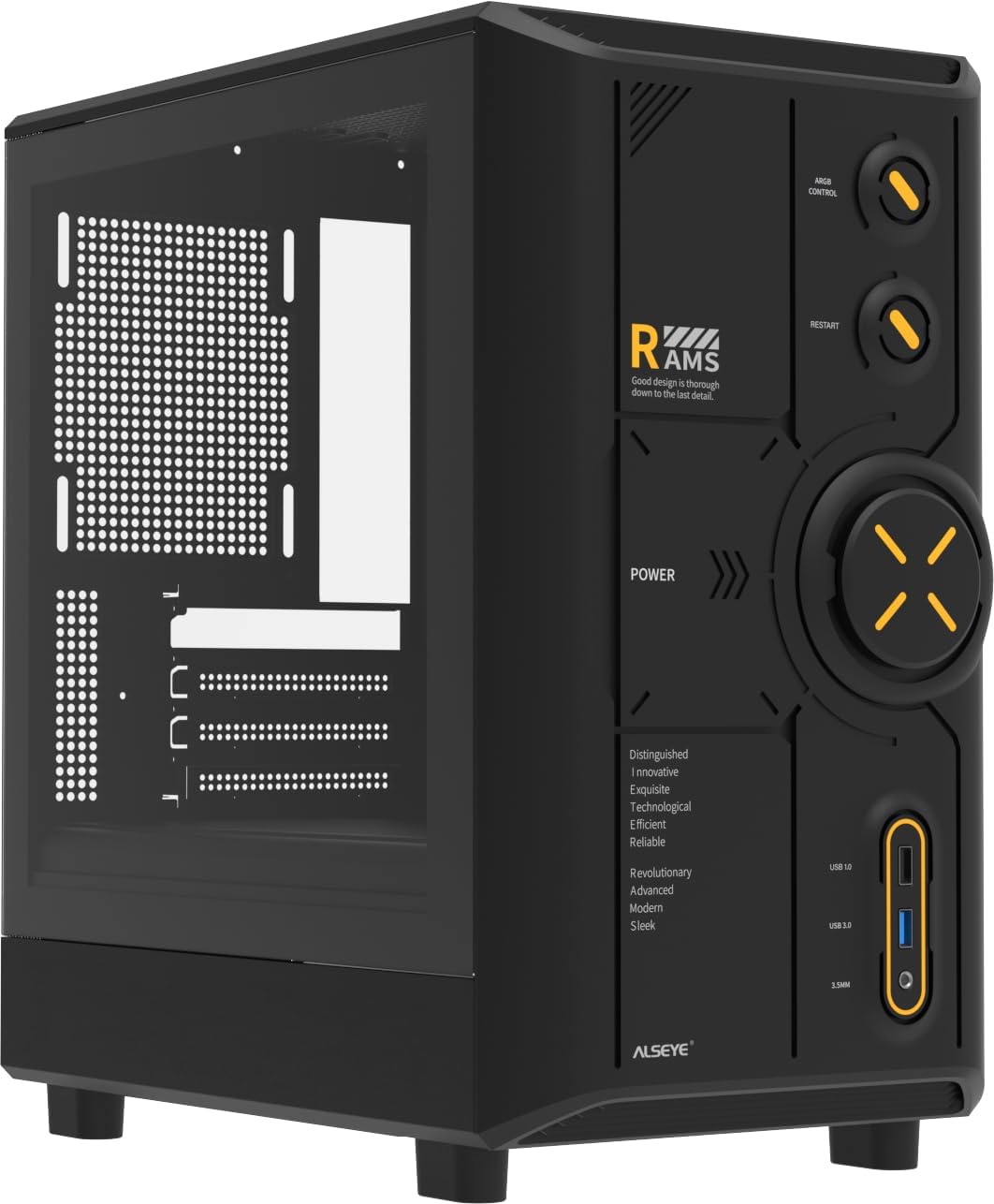 ALSEYE Rams2.0 Mid Tower PC Case with Tempered Glass Panel
