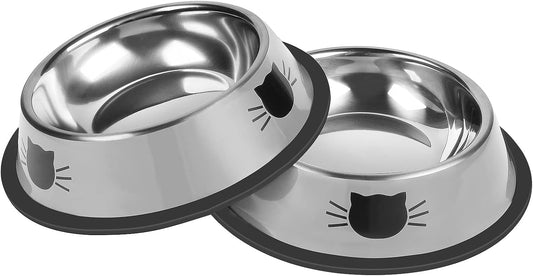 Non-Slip Stainless Steel Cat Bowls - 2Pcs Set