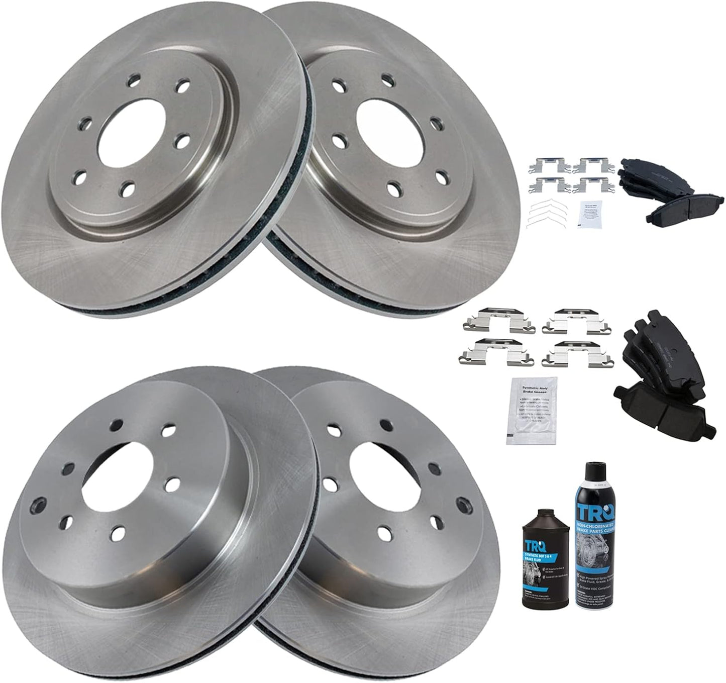 TRQ Front and Rear Brake Pad & Rotor Kit for Nissan Pathfinder