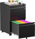 Superday 2 Drawer File Cabinet Metal Rolling Filing Cabinet - Lockable