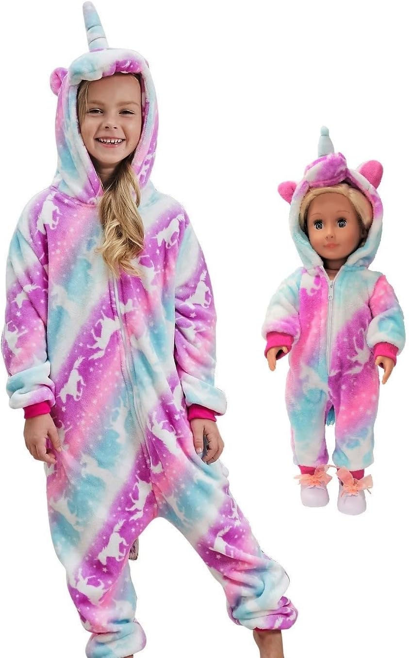 Unicorn Hooded Onesie Girls Halloween Costume for Kids Fun