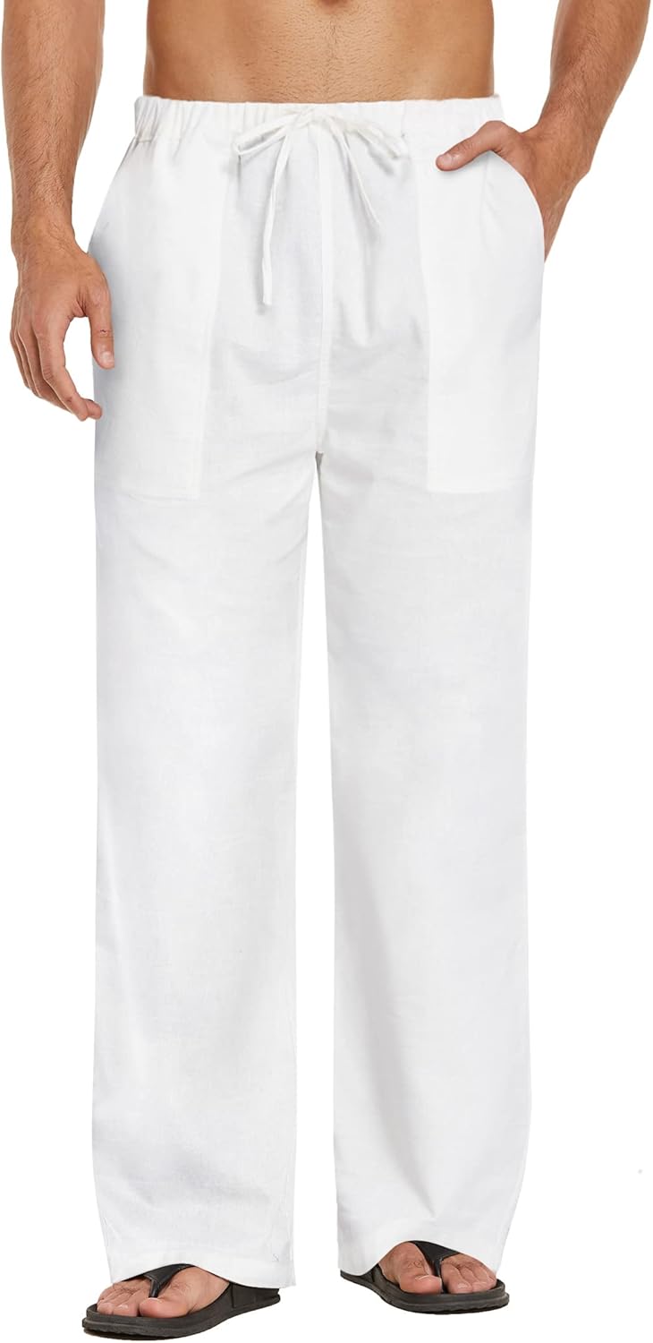 COOFANDY Mens Casual Linen Pants for Summer Beach Yoga Wear