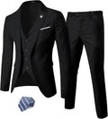 YND Men's Slim Fit 3 Piece Suit Set for Men - One Button Modern Cut