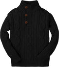Kids Turtleneck Button Up Cable Knit Sweater for Boys - Warm Winter