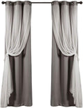 Sheer Grommet Curtains With Insulated Blackout Lining - Elegant Dark