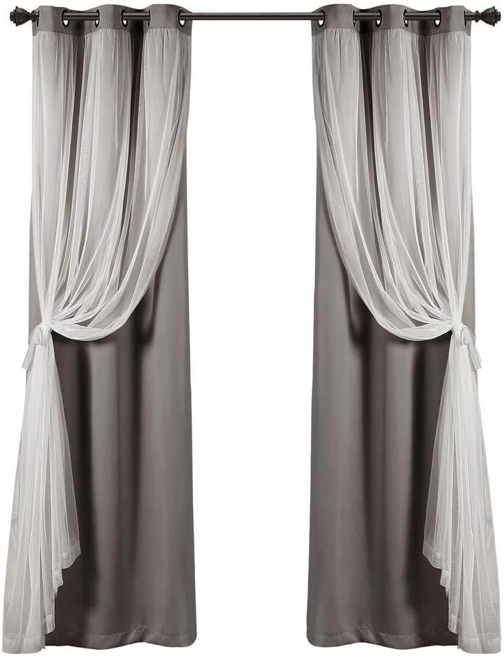 Lush Decor Sheer Grommet Curtains with Insulated Blackout Lining