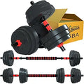 Adjustable Dumbbells Barbell Set 44lbs - 2-in-1 Home Strength Kit