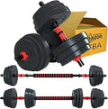 AJUMKER Adjustable Dumbbells Barbell Set 44lbs - 2-in-1 Home Gym