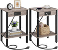 Set of 2 End Table with Charging Station - Narrow Side Tables