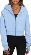 Trendy Queen Womens Zip Up Cropped Hoodies - Cozy Fall Staple Women's