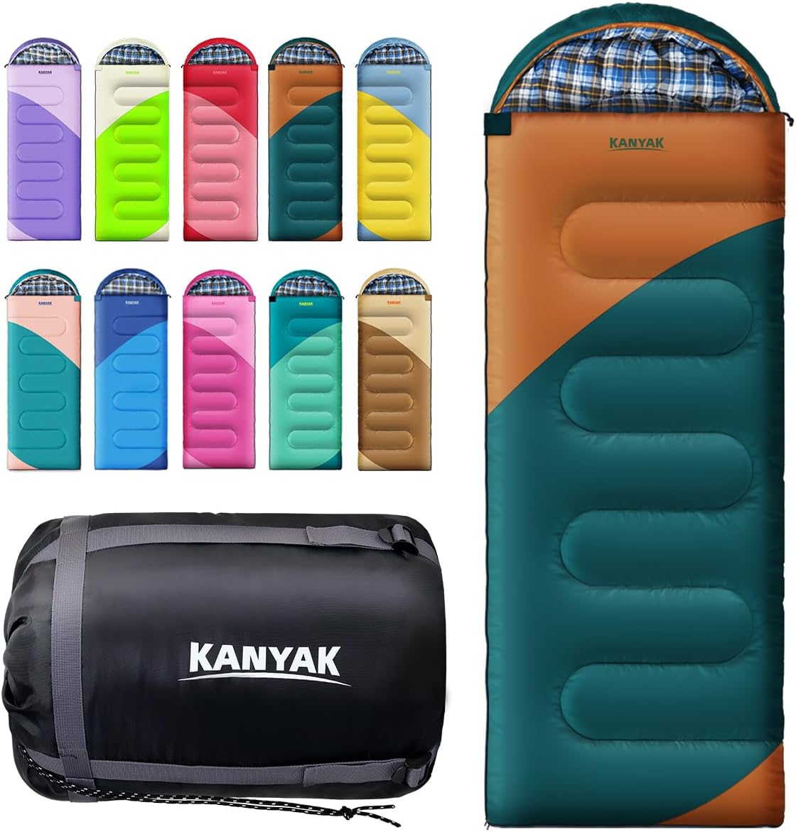 Camping Sleeping Bag for Adults and Kids - Warm 3-4 Season Gear