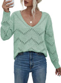 EVALESS Women's Crochet Sweater Top Hollow Out Long Sleeve Pullover is