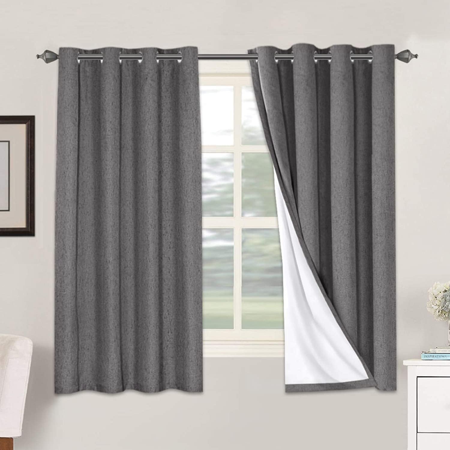 H.VERSAILTEX Linen Blackout Curtains for Total Light Control