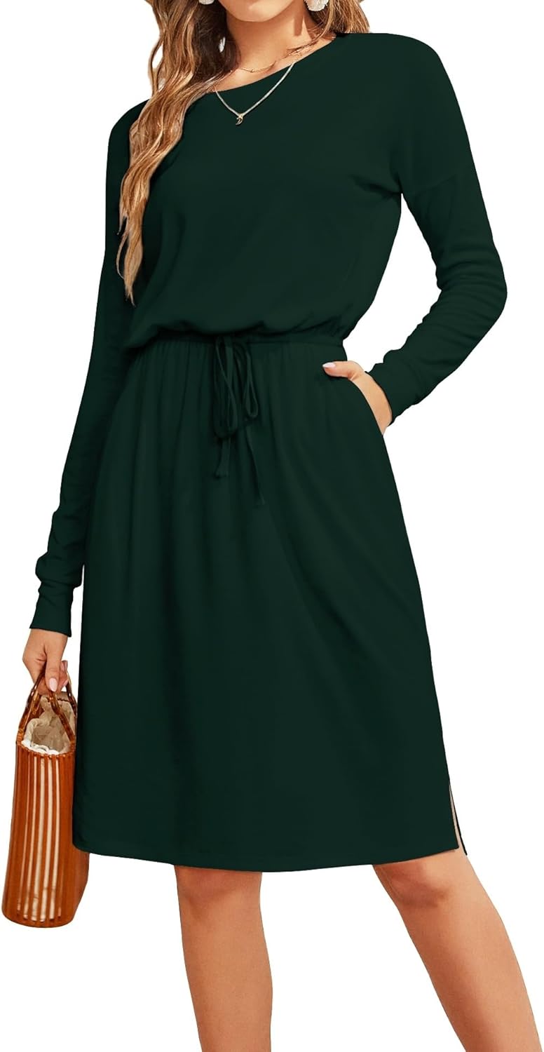 Simier Fariry Womens Summer Hide Belly Knee Length Travel Dress