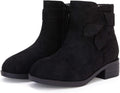 Kids Girls Tie Knot Ankle Boots Chunky Low Block Heel Chelsea