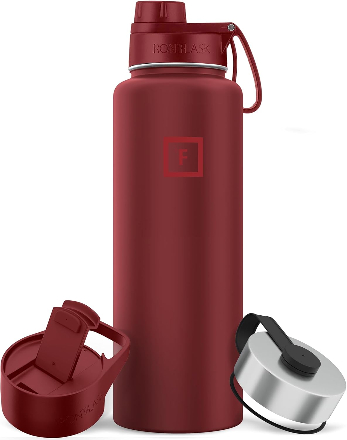 IRON FLASK Camping Hydration Flask with 3 Lids, 40 Oz Insulated