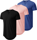 Mens 3 Pack Plain Cotton Short Sleeve Longline Crew Neck T-Shirts TEZO