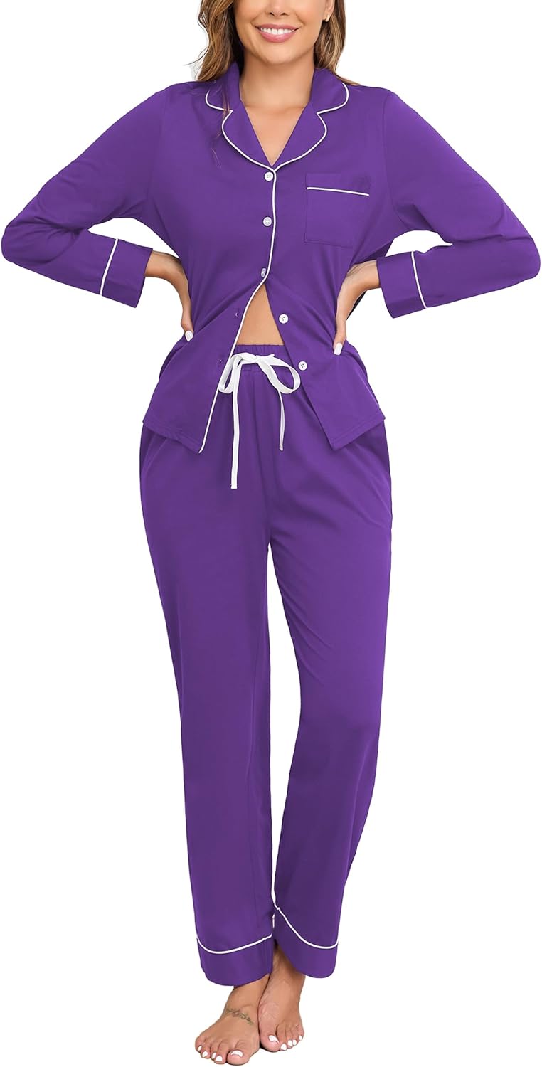 100% Cotton Pajamas for Women Set Soft Pjs Lounge Sets