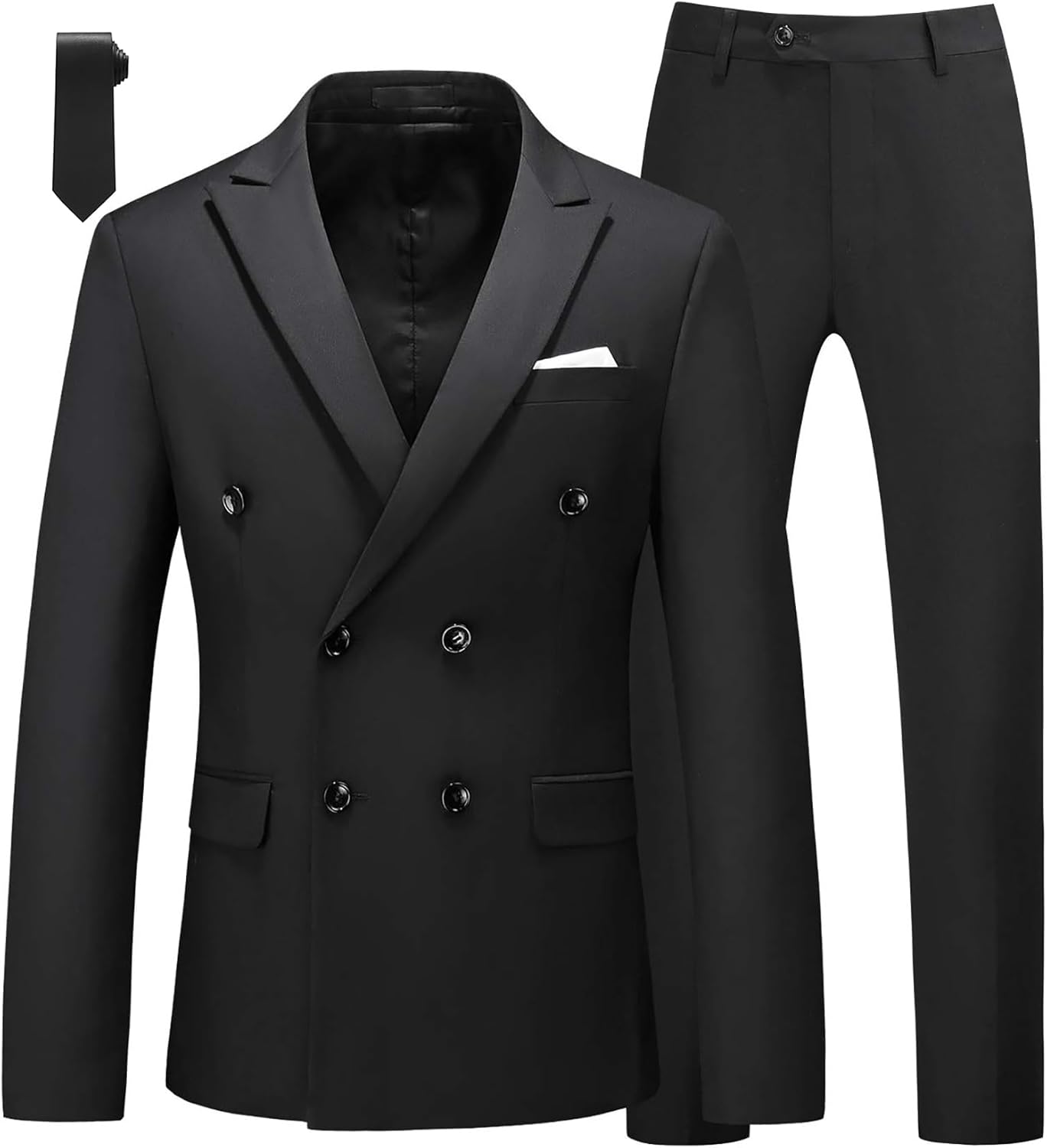 MOGU Mens 2 Piece Double Breasted Slim Fit Tuxedo Suit