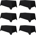 sancua 6 Pack Black Tablecloth 90 x 132 in - Stain & Wrinkle Resistant