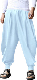 COOFANDY Men Hippie Harem Pants Baggy Linen Cotton - Relaxed Fit