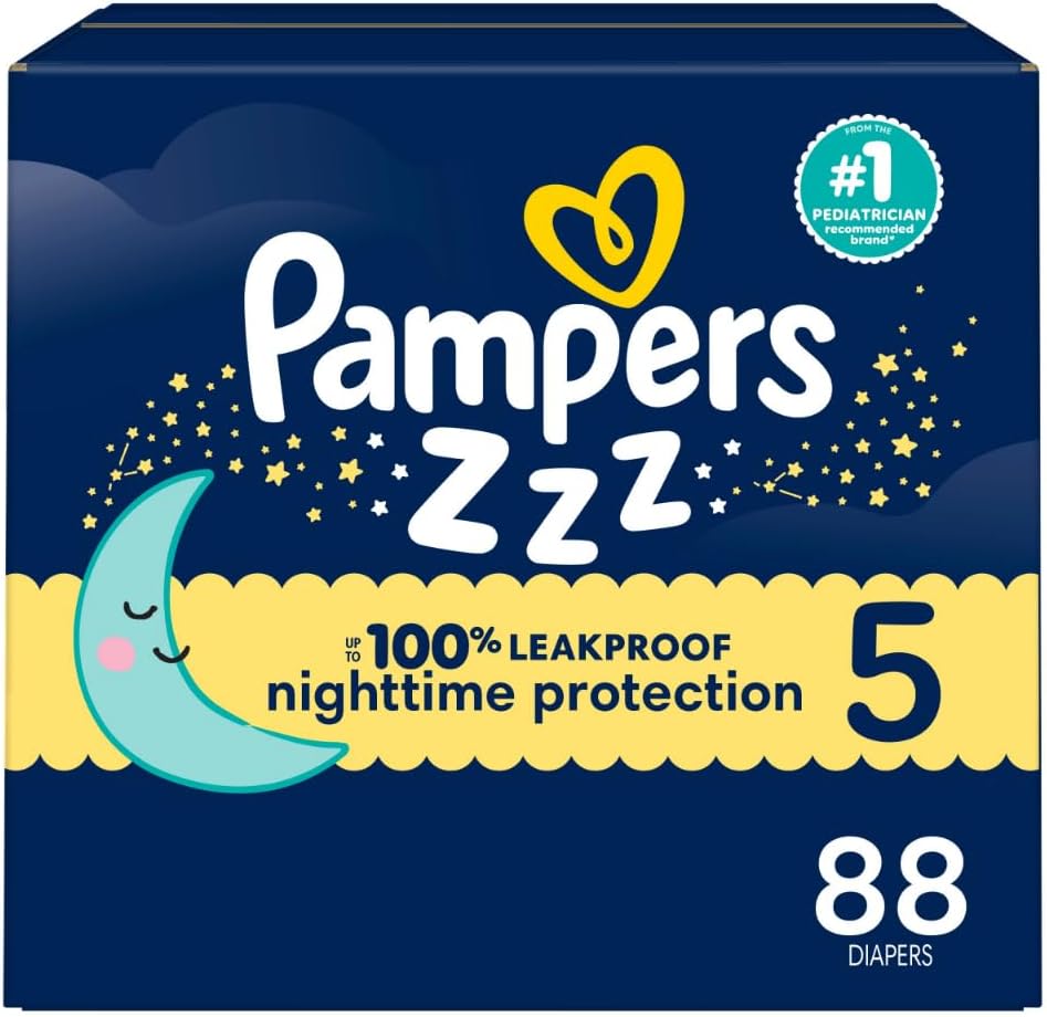 Pampers Overnight Diapers Swaddlers Size 5 for Nighttime Comfort