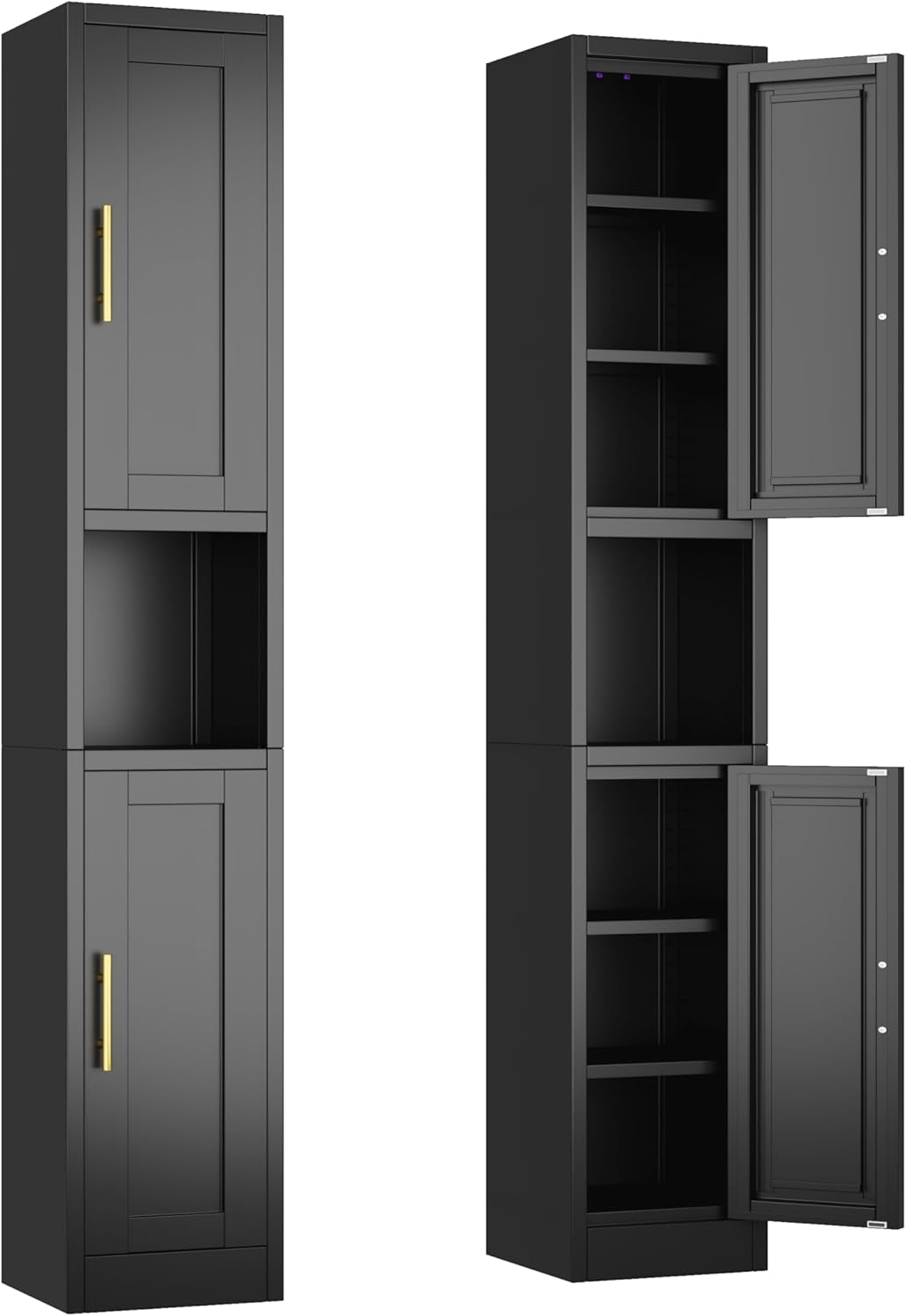 Tall Narrow Storage Cabinet with Adjustable Shelves for Home